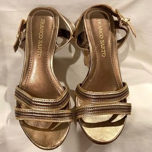 Franco Sarto Metallic Cork Wedge Sandal